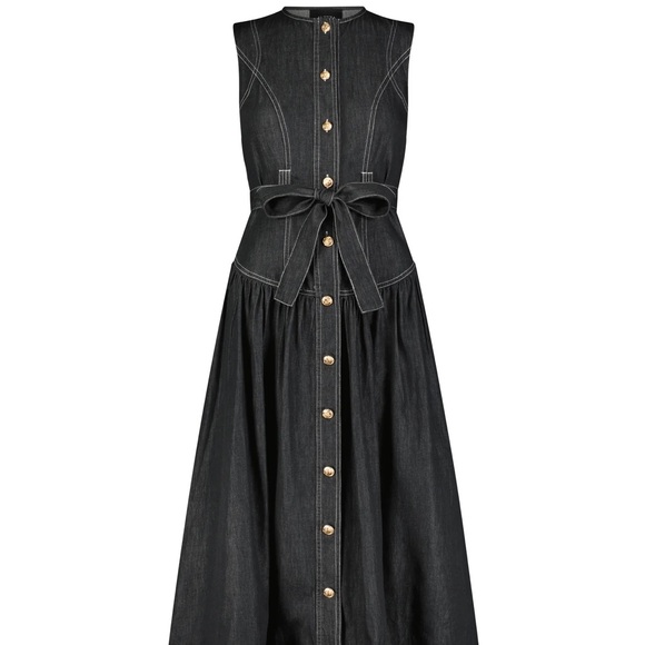 Addison Sleeveless
 Black denim Button-Down Maxi Dress - Picture 1 of 8